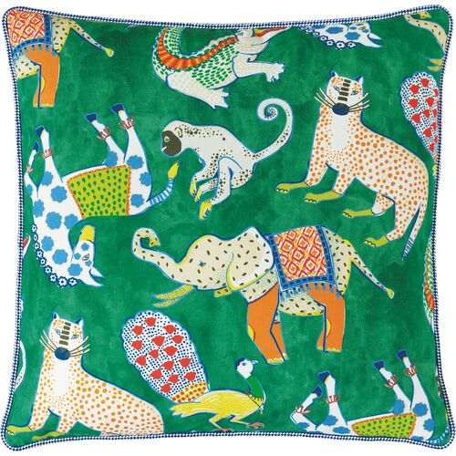Tipu Reversible Animal Pillow, Green/Yellow 1 Tipu Reversible Animal Pillow, Green/Yellow