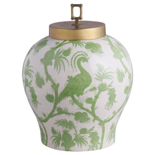 Balinese Scalamandre Peacock Jar 1 Balinese Scalamandre Peacock Jar