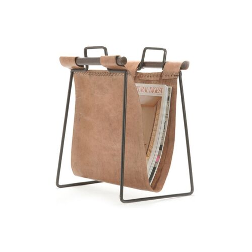 Iron & Leather Magazine Rack