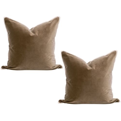 S/2 Emery 22" Velvet Pillows, Caramel 1 S/2 Emery 22" Velvet Pillows, Caramel