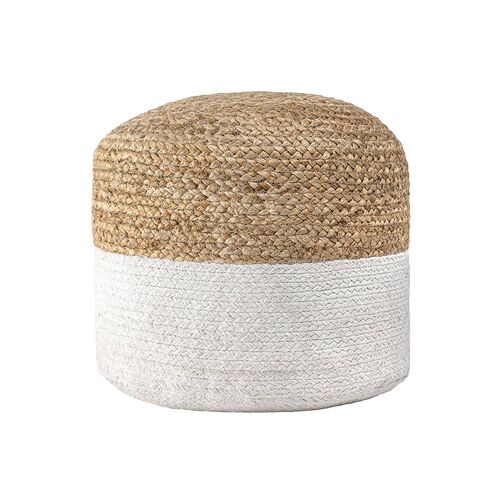 Janus Braided Pouf, Beige 1 Janus Braided Pouf, Beige