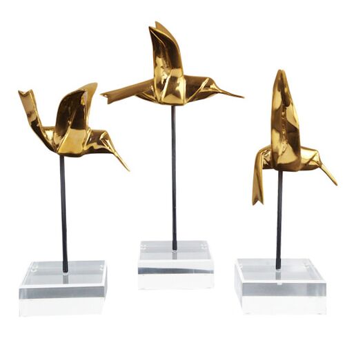 S/3 Hummingbirds, Gold 1 S/3 Hummingbirds, Gold