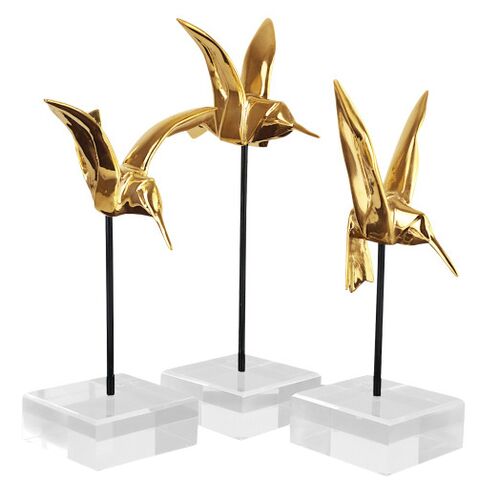 S/3 Hummingbirds, Gold 3 S/3 Hummingbirds, Gold