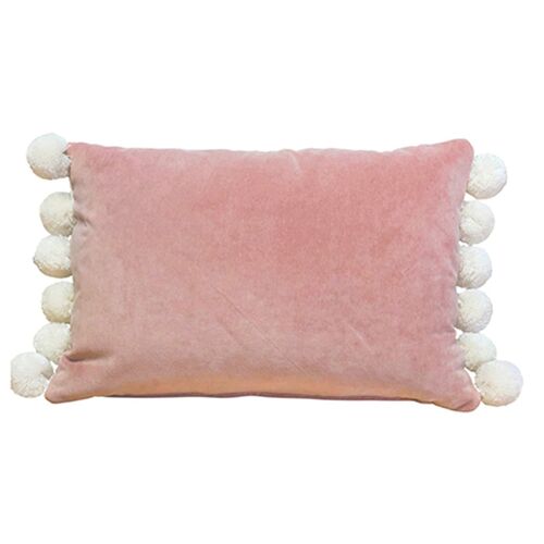 Josie Pom Pom Lumbar Pillow, Velvet 1 Josie Pom Pom Lumbar Pillow, Velvet