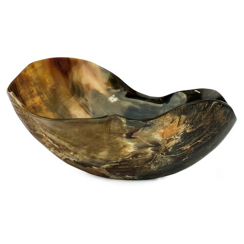 12" Horn Decorative Bowl, Natural/Black 1 12" Horn Decorative Bowl, Natural/Black