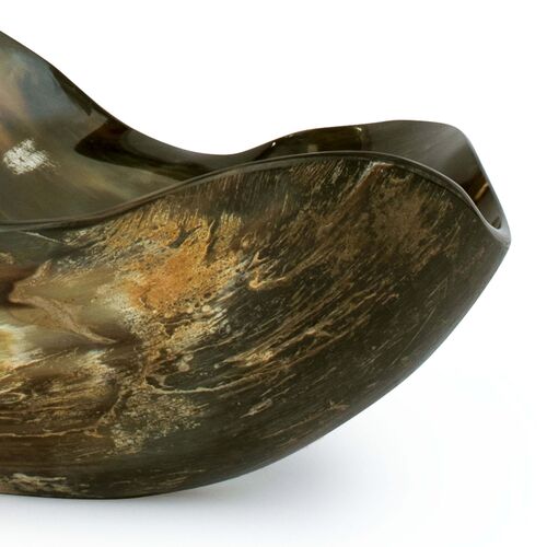 12" Horn Decorative Bowl, Natural/Black 2 12" Horn Decorative Bowl, Natural/Black