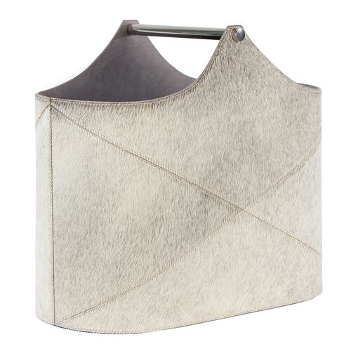 Andres Hair on Hide Basket, Grey