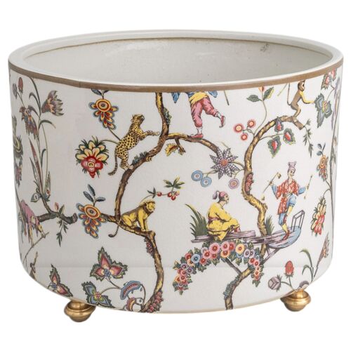 Chinoise Exotique Center Basin Planter, White 1 Chinoise Exotique Center Basin Planter, White