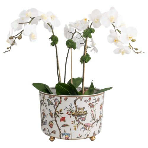 Chinoise Exotique Center Basin Planter, White 2 Chinoise Exotique Center Basin Planter, White
