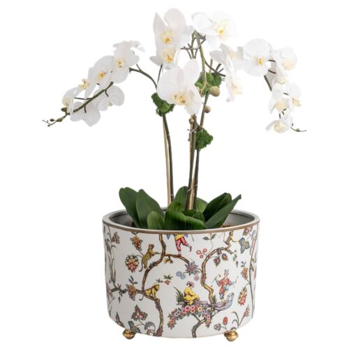 Chinoise Exotique Center Basin Planter, White 3 Chinoise Exotique Center Basin Planter, White