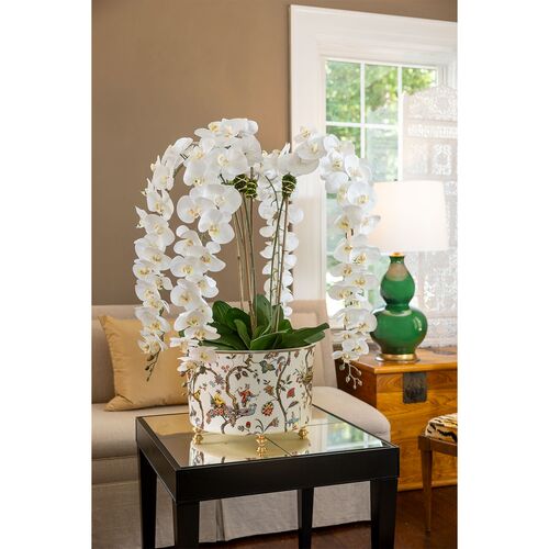 Chinoise Exotique Center Basin Planter, White 4 Chinoise Exotique Center Basin Planter, White