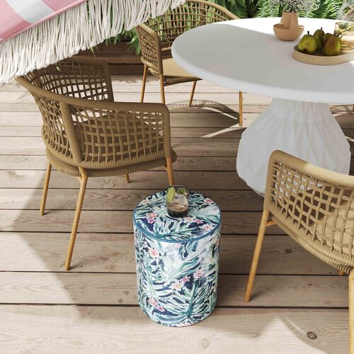 Trey Floral Ceramic Garden Stool, Green/Blue 2 Trey Floral Ceramic Garden Stool, Green/Blue