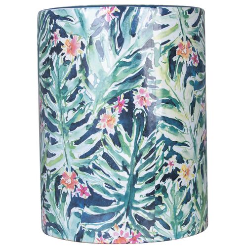 Trey Floral Ceramic Garden Stool, Green/Blue 3 Trey Floral Ceramic Garden Stool, Green/Blue