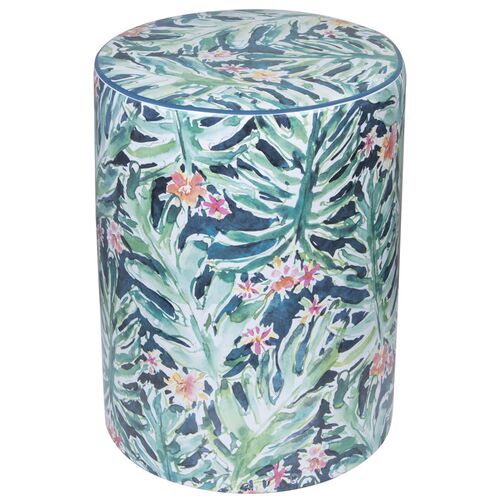 Trey Floral Ceramic Garden Stool, Green/Blue 4 Trey Floral Ceramic Garden Stool, Green/Blue