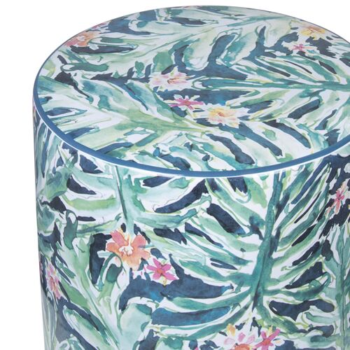 Trey Floral Ceramic Garden Stool, Green/Blue 5 Trey Floral Ceramic Garden Stool, Green/Blue