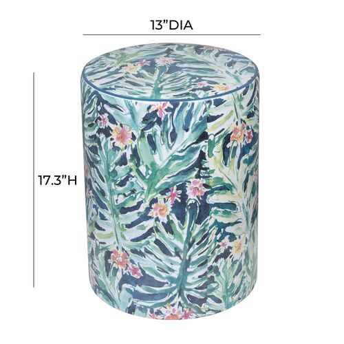 Trey Floral Ceramic Garden Stool, Green/Blue 6 Trey Floral Ceramic Garden Stool, Green/Blue