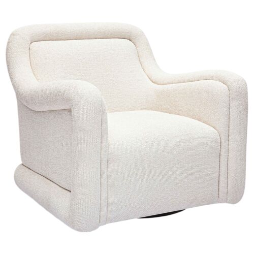 Umber Chenille Swivel Chair, Cream