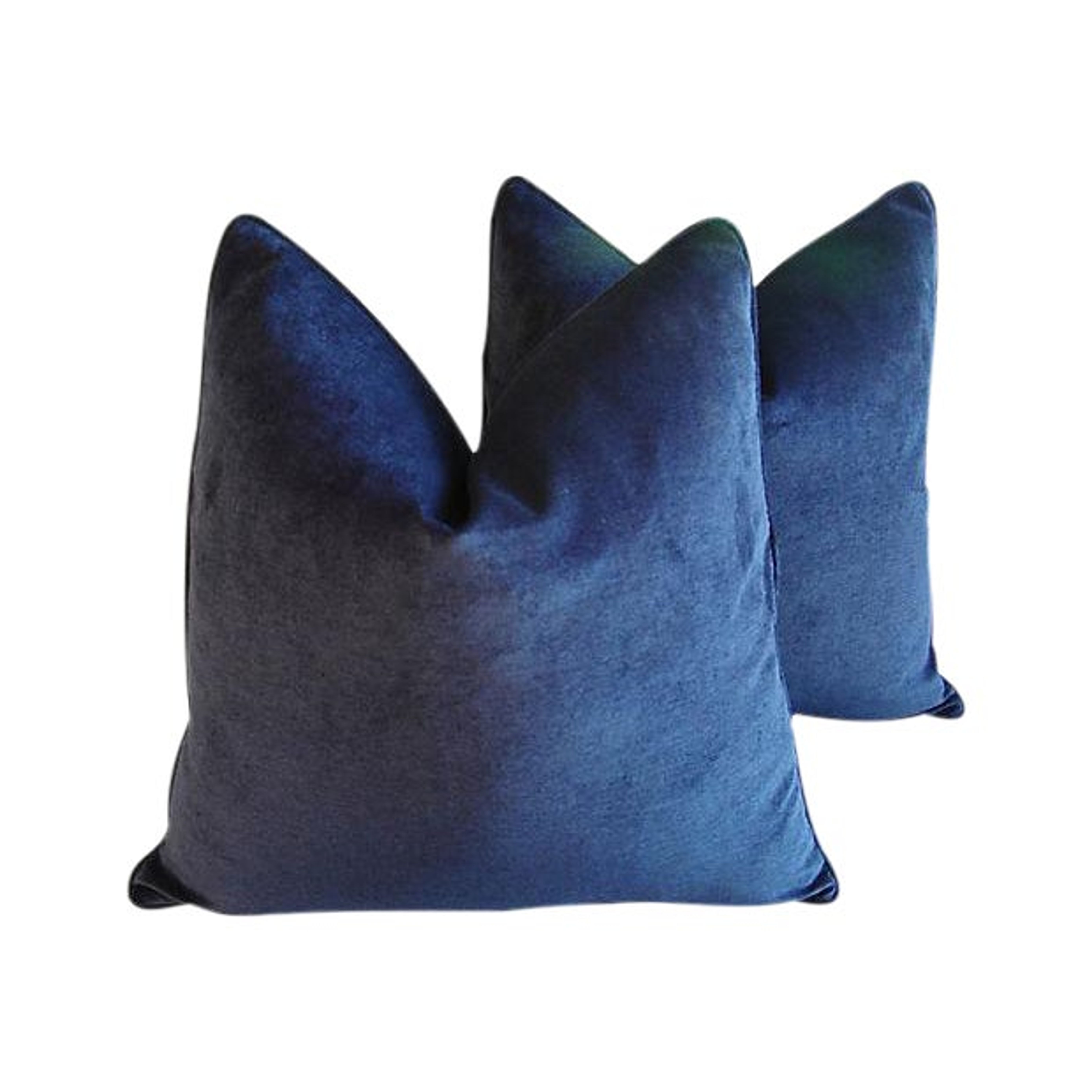 Midnight Blue Velvet Pillows, Pair 1 Midnight Blue Velvet Pillows, Pair