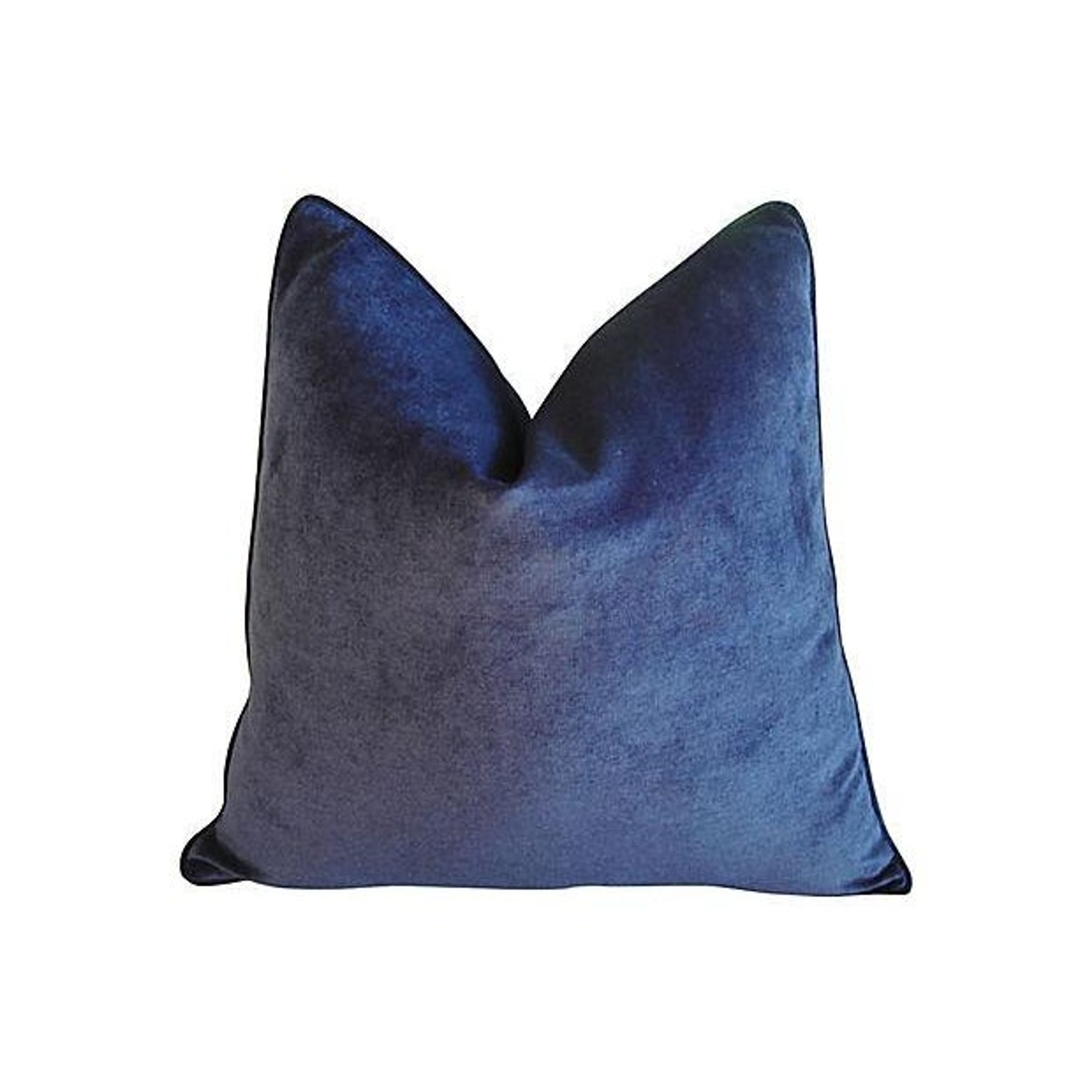 Midnight Blue Velvet Pillows, Pair 2 Midnight Blue Velvet Pillows, Pair