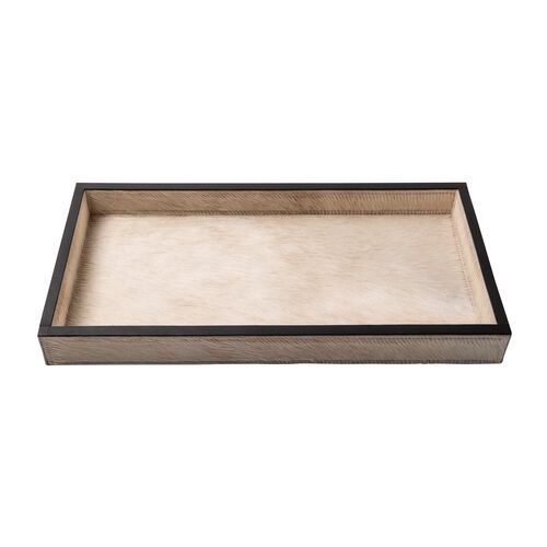 Cow Hide Rectangle Tray, Cream 1 Cow Hide Rectangle Tray, Cream