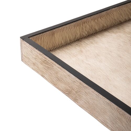 Cow Hide Rectangle Tray, Cream 4 Cow Hide Rectangle Tray, Cream