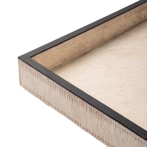 Cow Hide Rectangle Tray, Cream 6 Cow Hide Rectangle Tray, Cream
