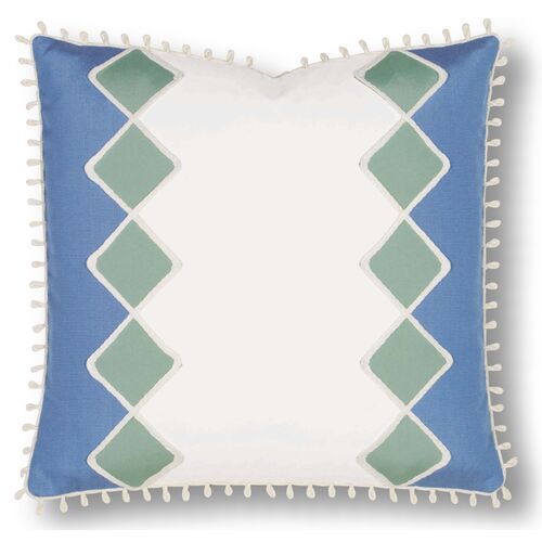 Milly 20x20 Outdoor Pillow, White/Blue 1 Milly 20x20 Outdoor Pillow, White/Blue
