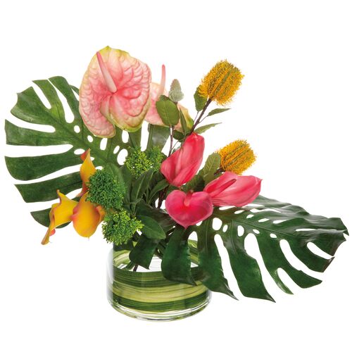 19" Calla?Lily/Anthurium/Leaf?Arrangement, Faux 1 19" Calla?Lily/Anthurium/Leaf?Arrangement, Faux