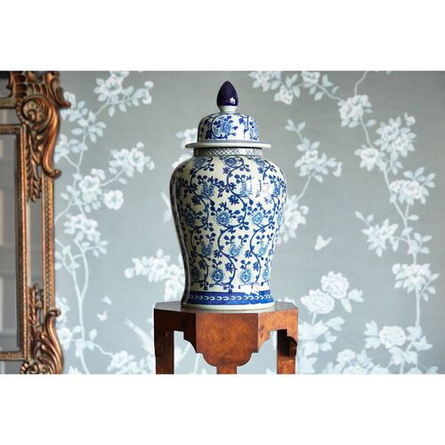 24" Vine Ginger Jar, Blue/Light Green 2 24" Vine Ginger Jar, Blue/Light Green