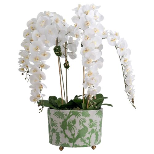 Balinese Scalamandre Peacock Center Basin Planter, Green 2 Balinese Scalamandre Peacock Center Basin Planter, Green