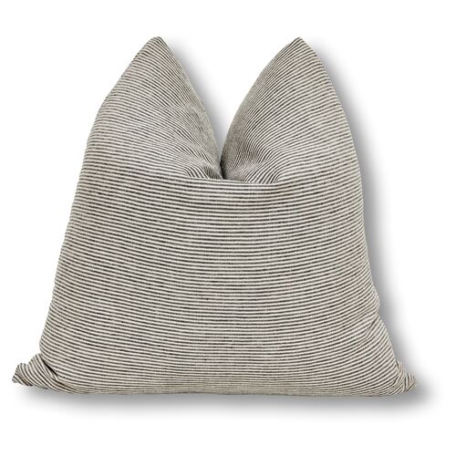 French Ticking 24x24 Pillow, Charcoal 1 French Ticking 24x24 Pillow, Charcoal