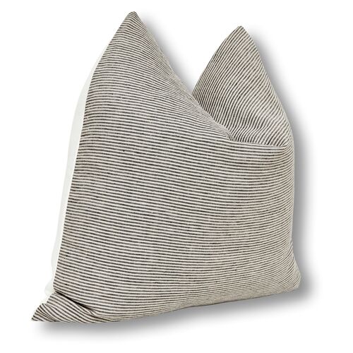 French Ticking 24x24 Pillow, Charcoal 2 French Ticking 24x24 Pillow, Charcoal