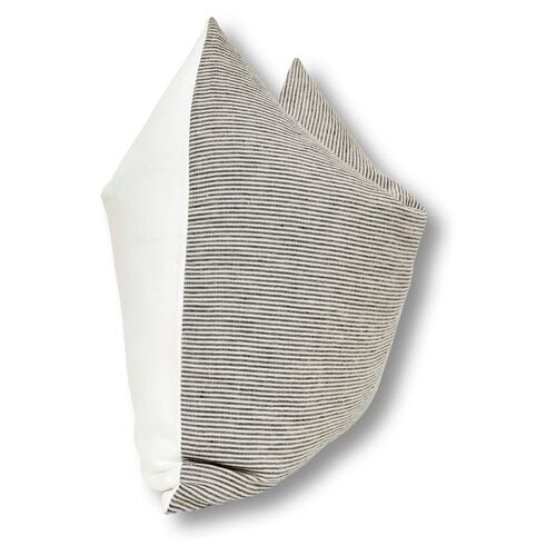 French Ticking 24x24 Pillow, Charcoal 3 French Ticking 24x24 Pillow, Charcoal