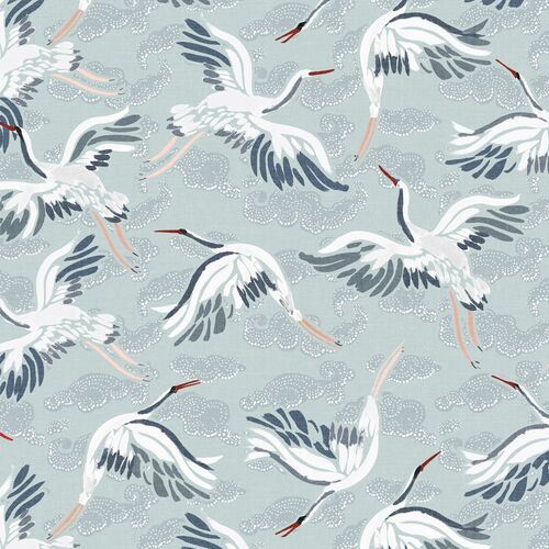 Cranes Pillow, Seafoam 4 Cranes Pillow, Seafoam