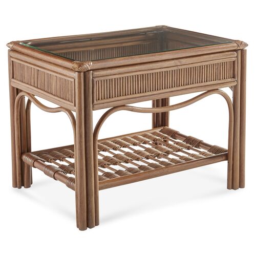 Bermuda Rattan Side Table, Pecan 1 Bermuda Rattan Side Table, Pecan