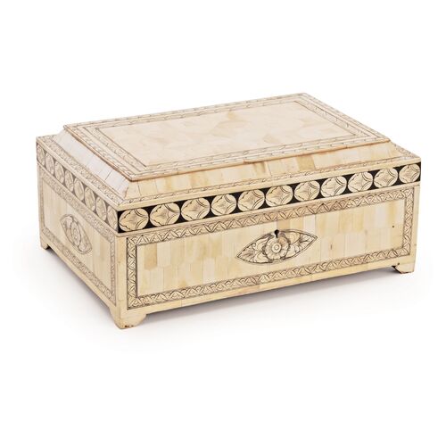 14" Agra Bone Box, Ivory