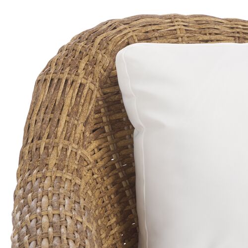 Renata Outdoor Wicker Patio Sofa, Natural/White 3 Renata Outdoor Wicker Patio Sofa, Natural/White