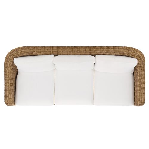 Renata Outdoor Wicker Patio Sofa, Natural/White 5 Renata Outdoor Wicker Patio Sofa, Natural/White