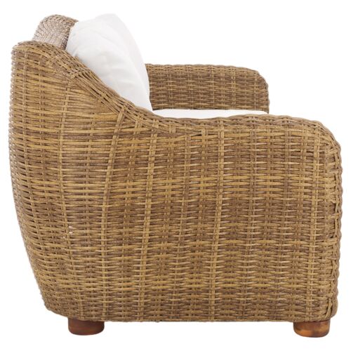 Renata Outdoor Wicker Patio Sofa, Natural/White 6 Renata Outdoor Wicker Patio Sofa, Natural/White