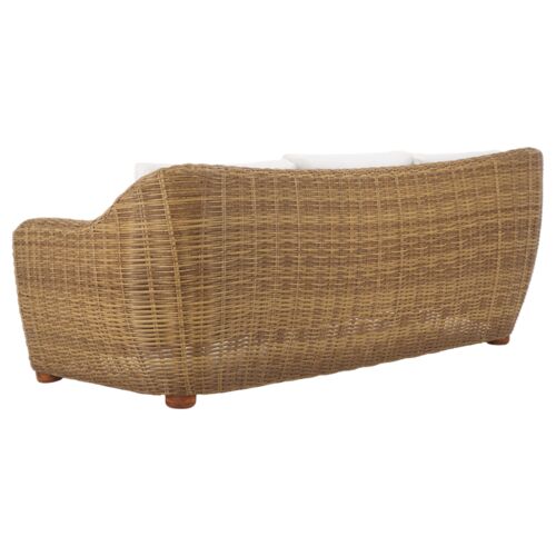 Renata Outdoor Wicker Patio Sofa, Natural/White 8 Renata Outdoor Wicker Patio Sofa, Natural/White