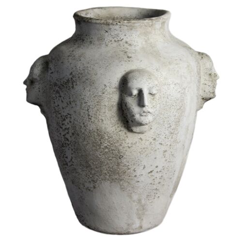 21" Four Faces Pot, Cathedral White
