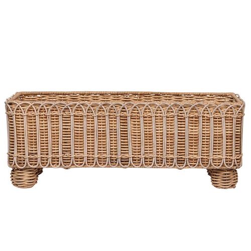 Provence Rattan Rectangular Planter, Whitewash