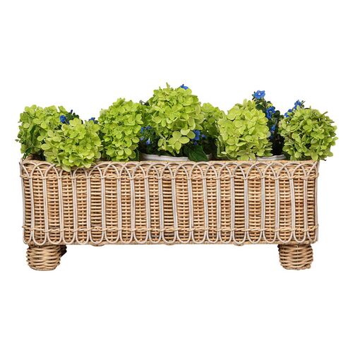 Provence Rattan Rectangular Planter, Whitewash 3 Provence Rattan Rectangular Planter, Whitewash