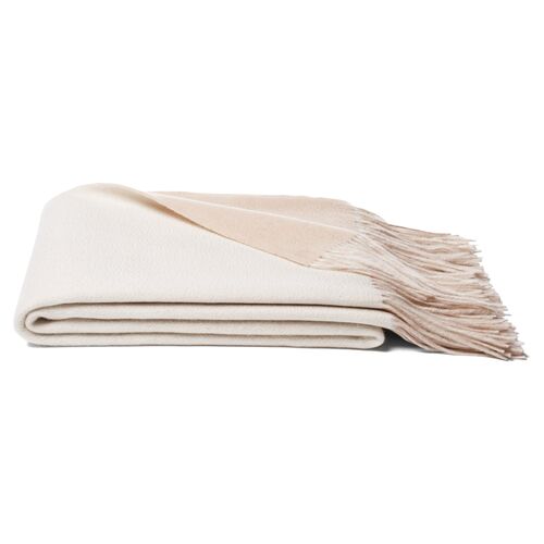 Reversible Cashmere-Blend Throw, Oatmeal 1 Reversible Cashmere-Blend Throw, Oatmeal
