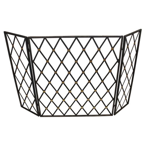 49" Lillie Three-Panel Fireplace Screen, Black