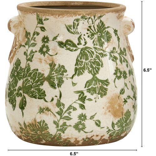 Tuscan Ceramic Green Planter 3 Tuscan Ceramic Green Planter