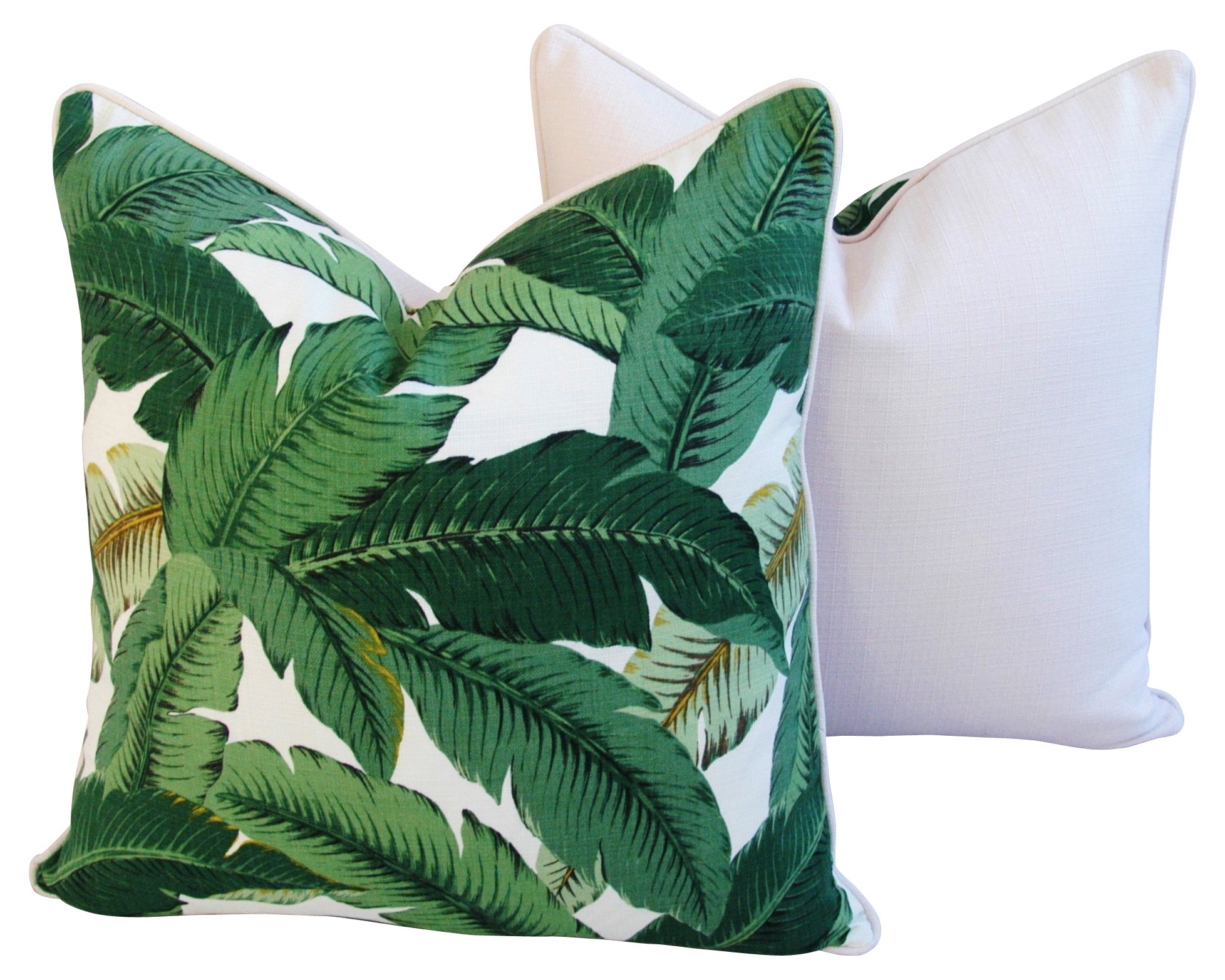 Tropical Banana Leaf Pillows, Pair 2 Tropical Banana Leaf Pillows, Pair