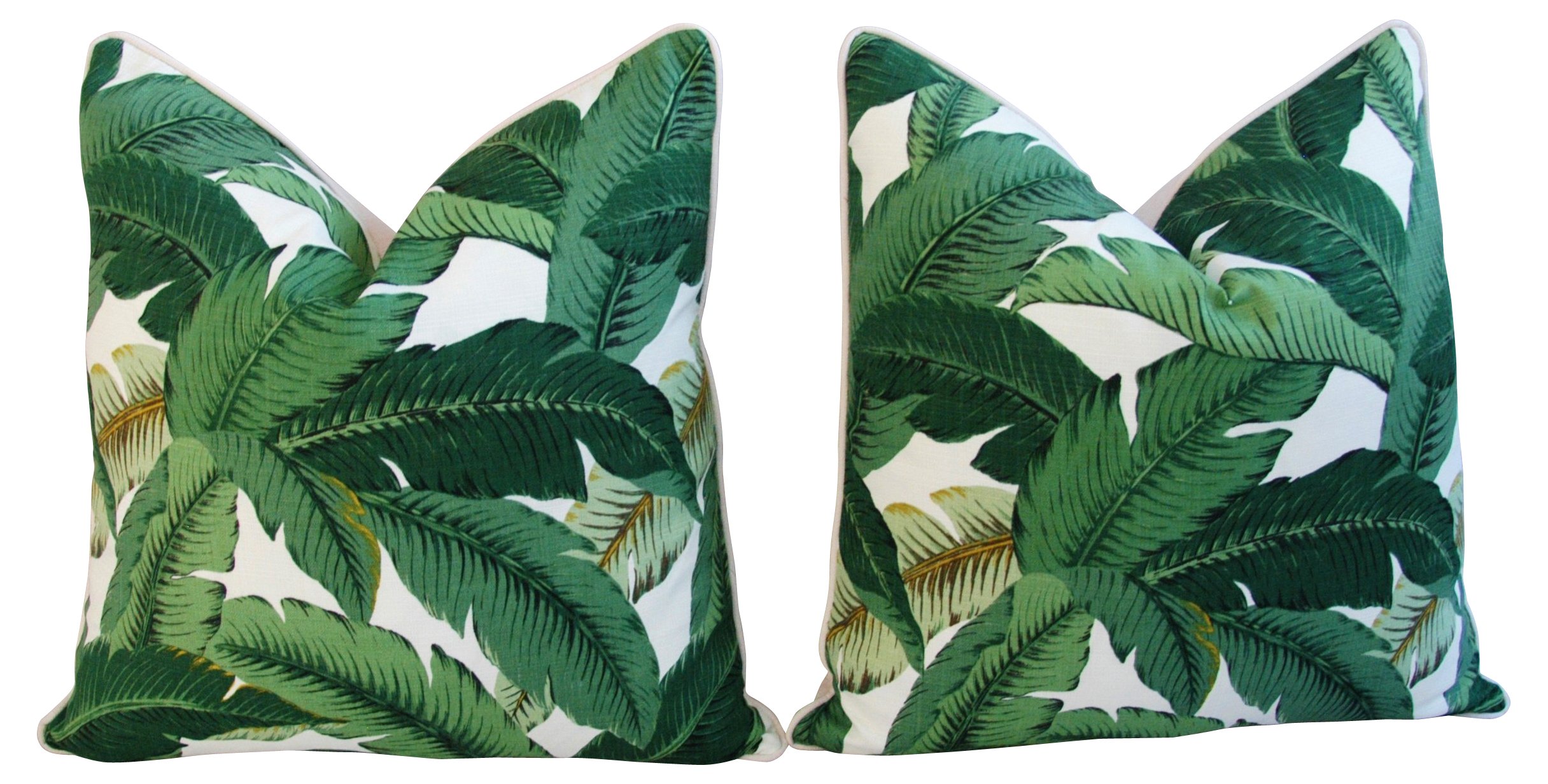 Tropical Banana Leaf Pillows, Pair 3 Tropical Banana Leaf Pillows, Pair