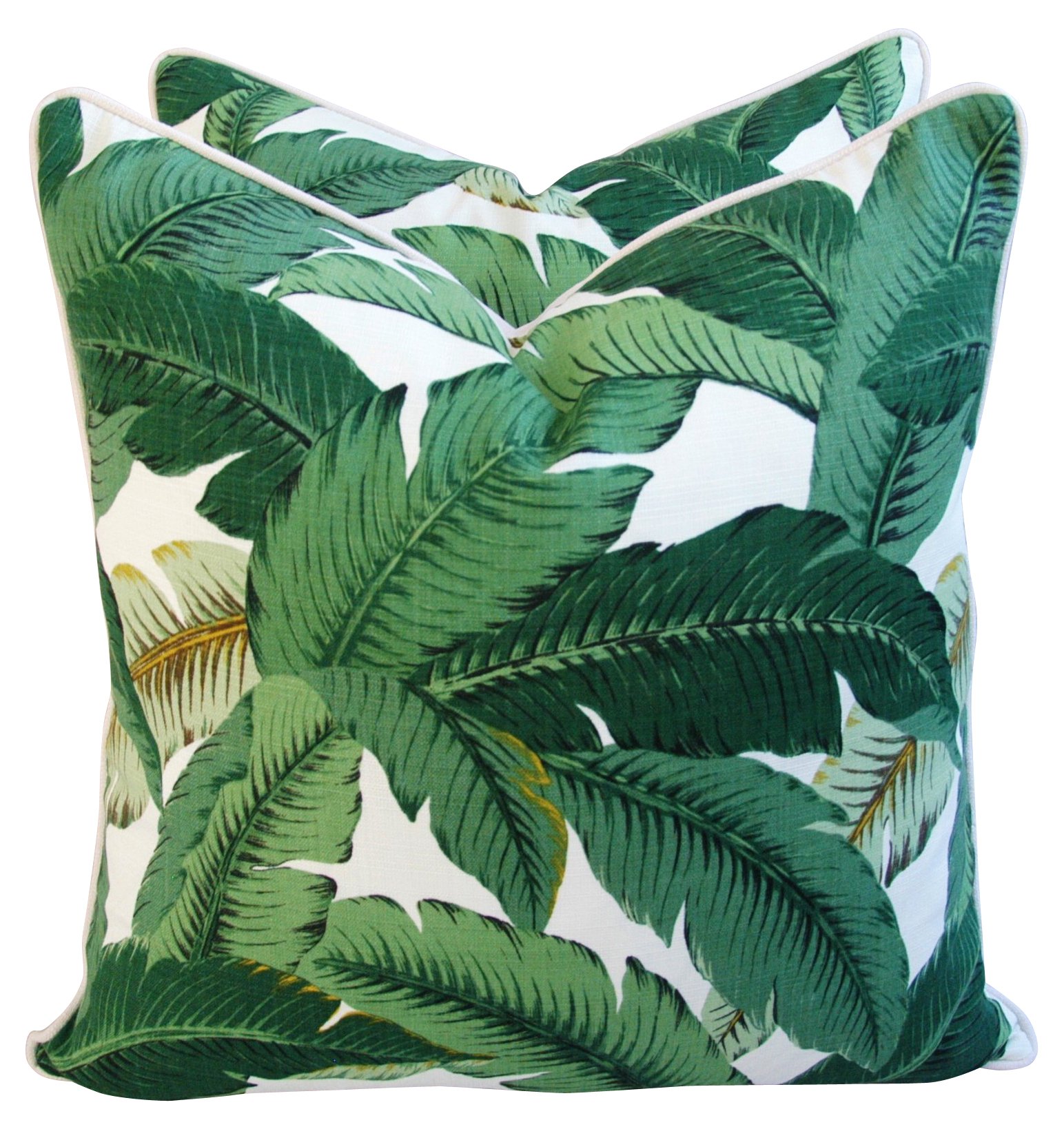 Tropical Banana Leaf Pillows, Pair 5 Tropical Banana Leaf Pillows, Pair