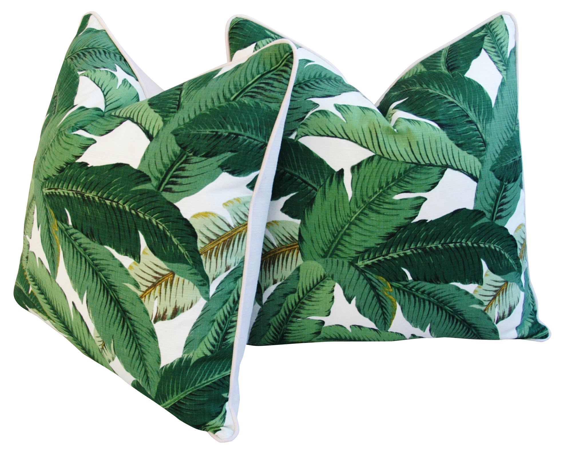 Tropical Banana Leaf Pillows, Pair 7 Tropical Banana Leaf Pillows, Pair